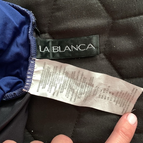 La Blanca blue/white tribal bathing suit size 14 - Picture 2 of 3